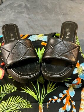 Mariella Made In Italy Wms 90s Quilted Leather Platform Boho Festival Sandals 9